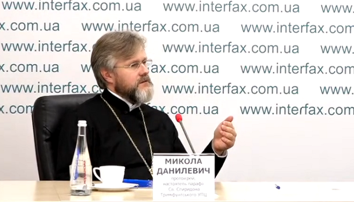 Archpriest Nikolai Danilevich, deputy head of the DECR UOC. Photo: a screenshot of the video from the Youtube channel
