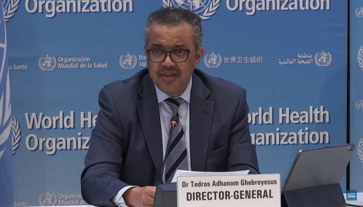 WHO Director-General Tedros Ghebreyesus. Photo: a screenshot of the video on the Euronews channel
