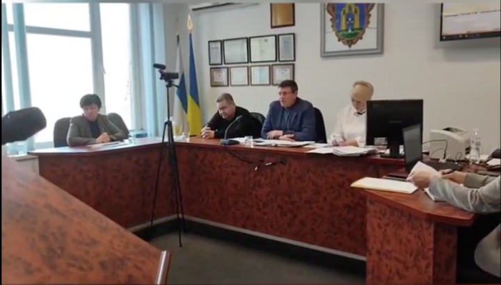 A meeting of the Brovary Town Council. Photo: a video screenshot from Facebook Brovarymedia