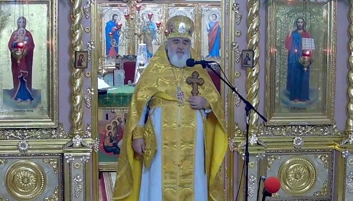 Father Dimitry Sydor. Photo: a video screenshot of the TG channel of the Holy Cross Cathedral (UOC) in Uzhhorod.