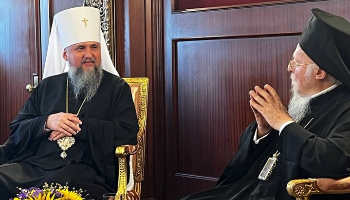 Epifaniy Dumenko and Patriarch Bartholomew. Photo: RBC Ukraine